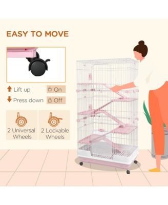 32"L 6-Level Small Animal Cage with Lockable Wheels, Tray,