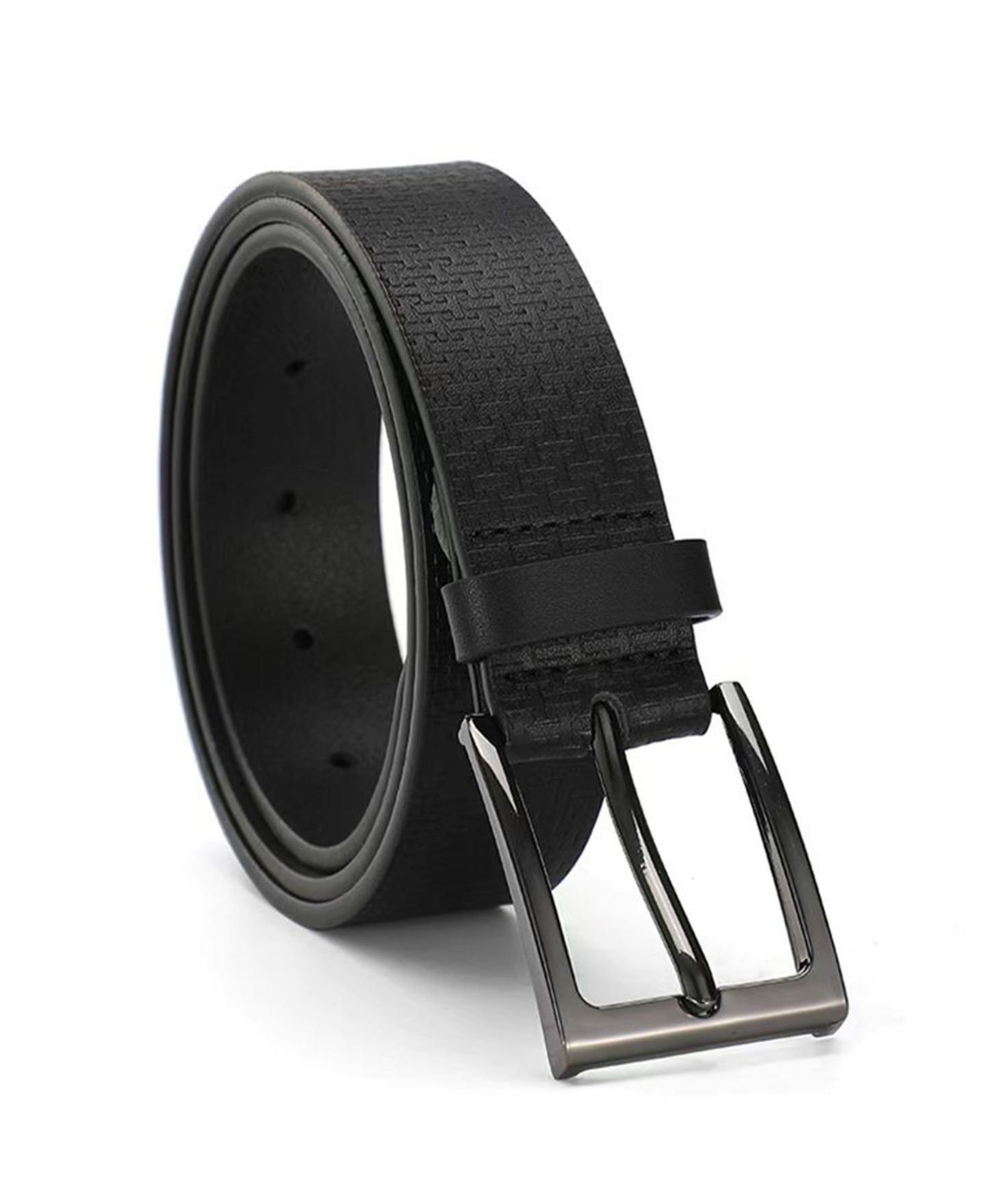Мужской ремень Ted Baker All-Over Logo "T" Leather Belt, цвет: Чёрный — фото 1