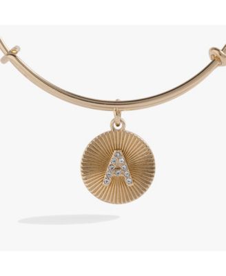 Pave Starburst Texture Initial Bangle Bracelet