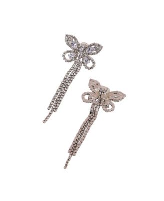 Women's The Bijou-Papillon Drop Earrings - Crystal Silver
