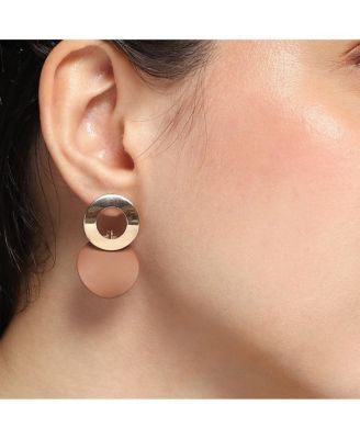 Women's The Circular-Plate Drop Earrings - Mocha Brown