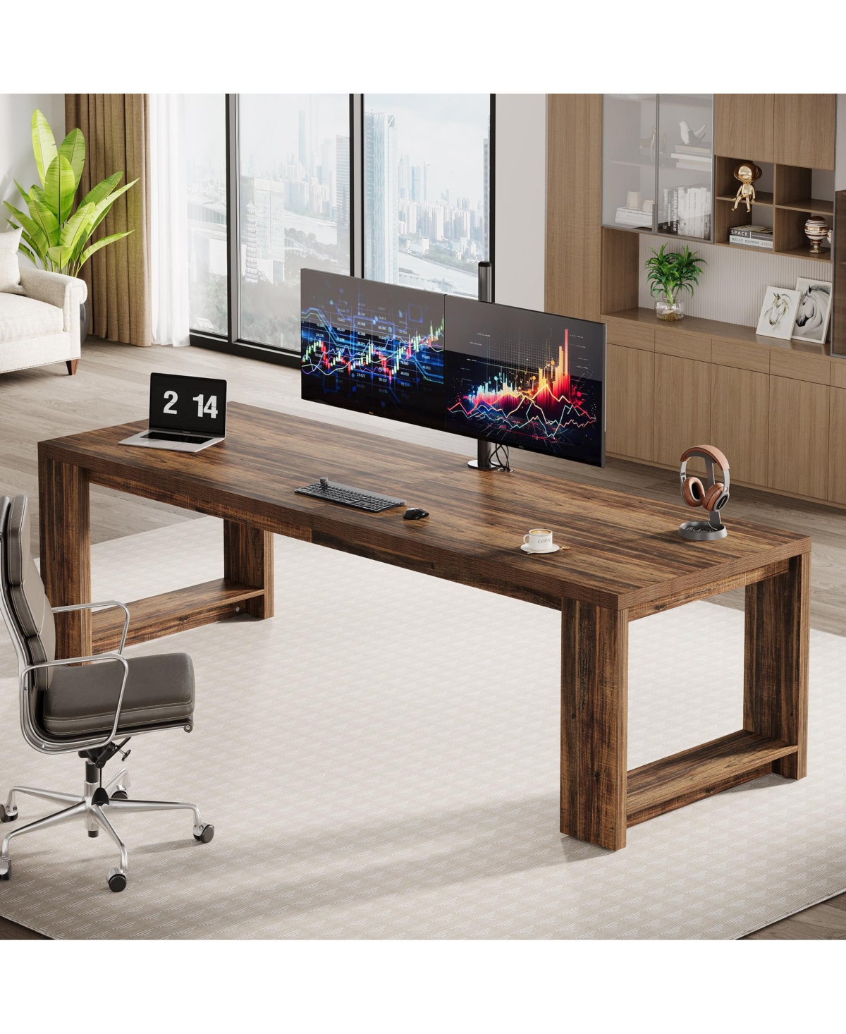 Tribesigns Two Person Desk,Gaming Table, 86.6 Inches Extra Long Desk, Double Computer Writing Table