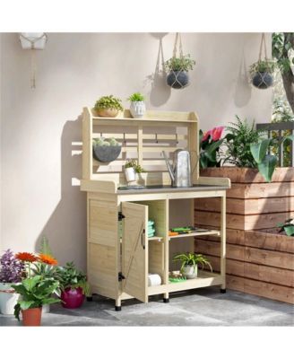 Outdoor Potting Bench with Open Shelf Storage for Gardening Needs