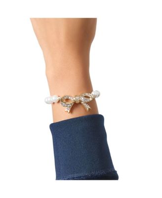 Pearl Bracelet with Pave Bow