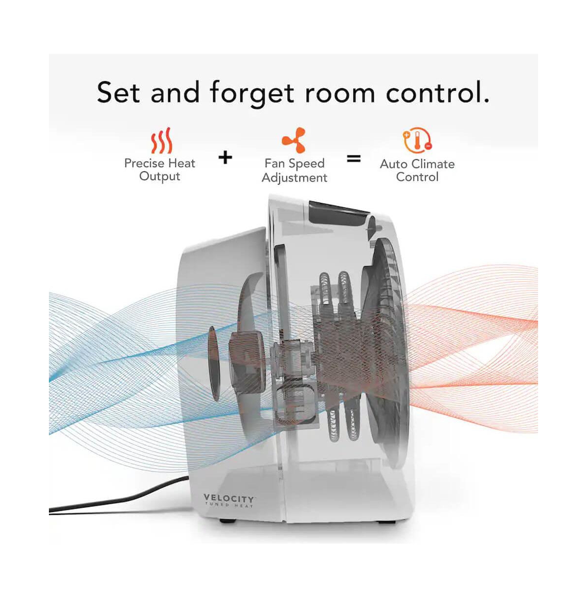 Velocity 5R Plus Whole Room Space Heater with Advanced Safety Features - White and Black