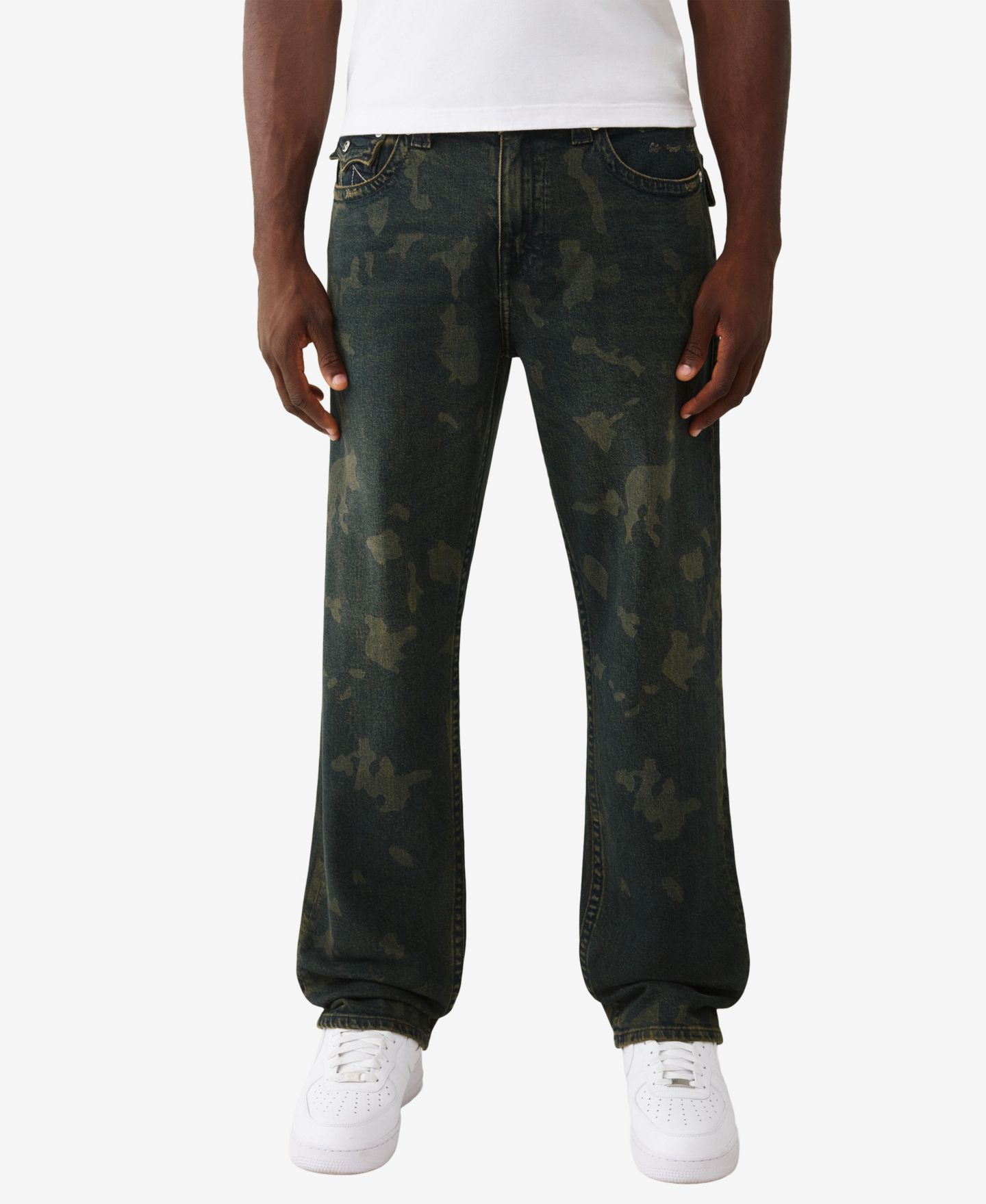 Мужские джинсы True Religion Baggy Zip-Fly Regular-Fit, цвет: Насыщенная тёмная варка — фото 1