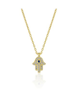 Hamsa Hand Necklace Sterling Silver