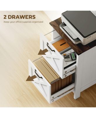 Vertical File Cabinet with 2 Drawers for A4 Letter Size, Light