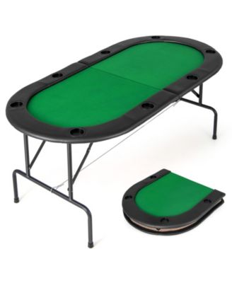 Foldable Poker Table with 8 Cup Holders and Padded Armrests