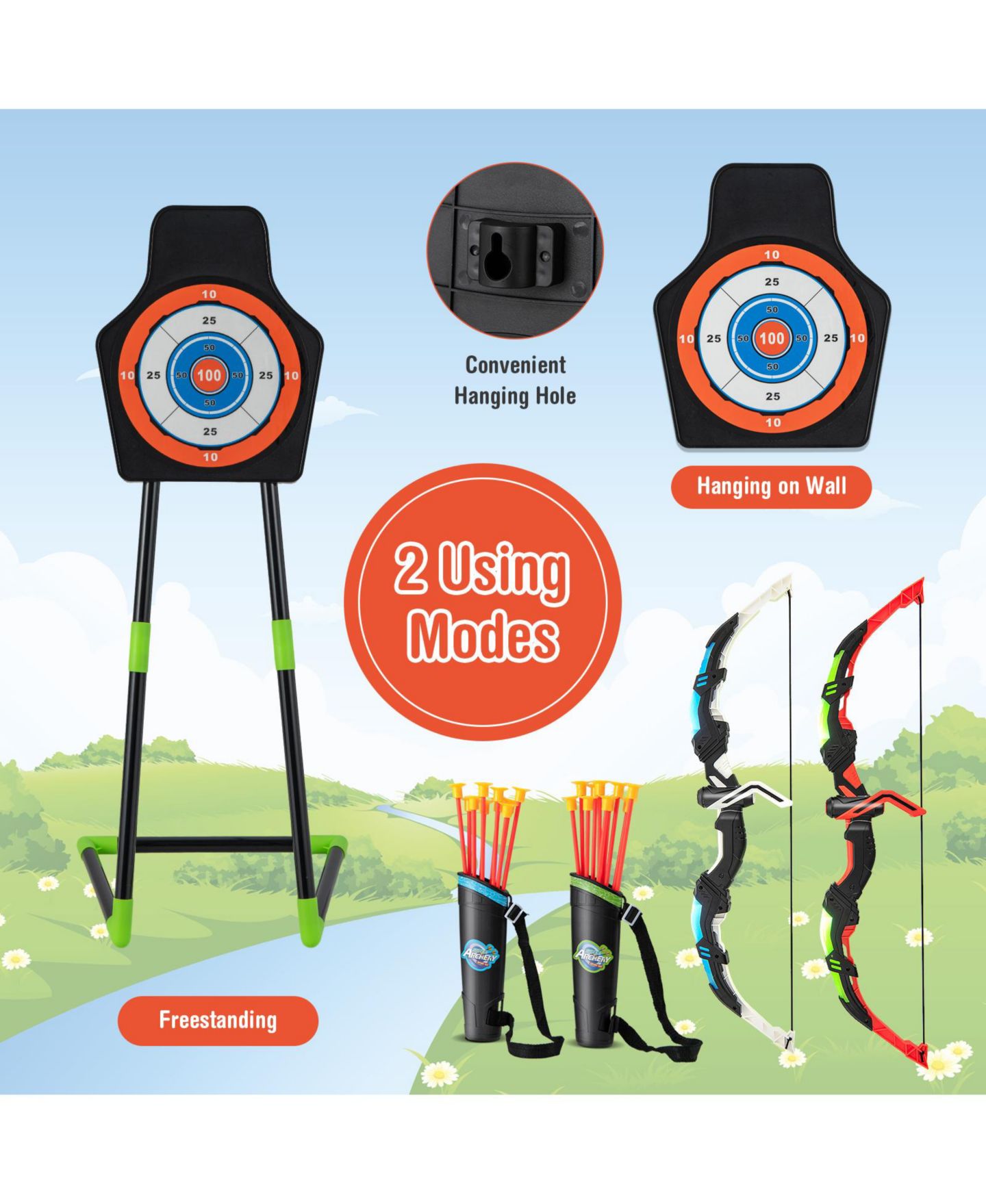 Детские игрушки SUGIFT Youth Archery Bow Set with 2 LED Light-Up Suction-Cup Bows, 20 Arrows, Ages 6+, цвет: Зелёный — фото 8