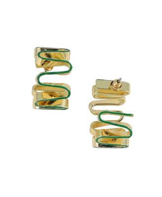 Women's The Enamel-Coil Hoop Earrings - Shamrock Green & California Gold