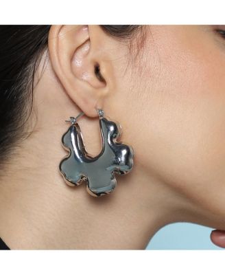 Women's The Puffer-Bolt Hoop Earrings - Chrome Silver