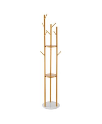 Freestanding Coat Rack Stand with Quartz Stone Base and 9 Hooks