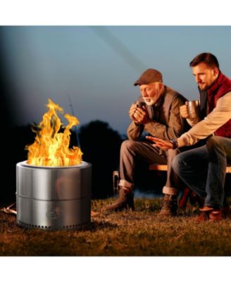 19" Smokeless Fire Pit, Stainless Steel, Portable with Ash Pan
