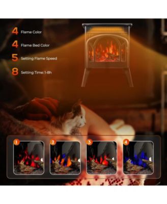Electric Fireplace Heater 17" , Different Flame Effects, Adjustable Brightness and Heating Mode, Overheating Safe Design