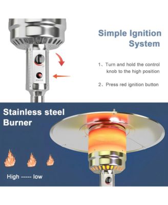 50000 BTU Stainless Steel Propane Patio Heater with Trip over Protection