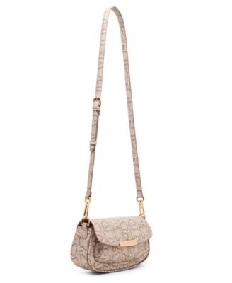 Faux Snake Sculpted Plaque East West Shoulder Bag