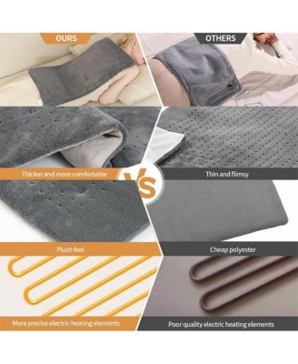 12''x24'' Grey Weighted Electric Heating Pad for Pain Relief, Machine Washable with 3 Heat Settings ,Heating pad for Neck and Shoulder, Knee