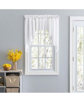 Stacey 3" Rod Pocket High Quality Fabric Solid Color Window Lined Swag Set 126"x63" White