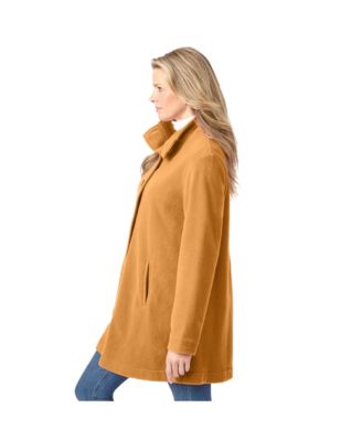 Plus Size Fleece Swing Funnel-Neck Coat