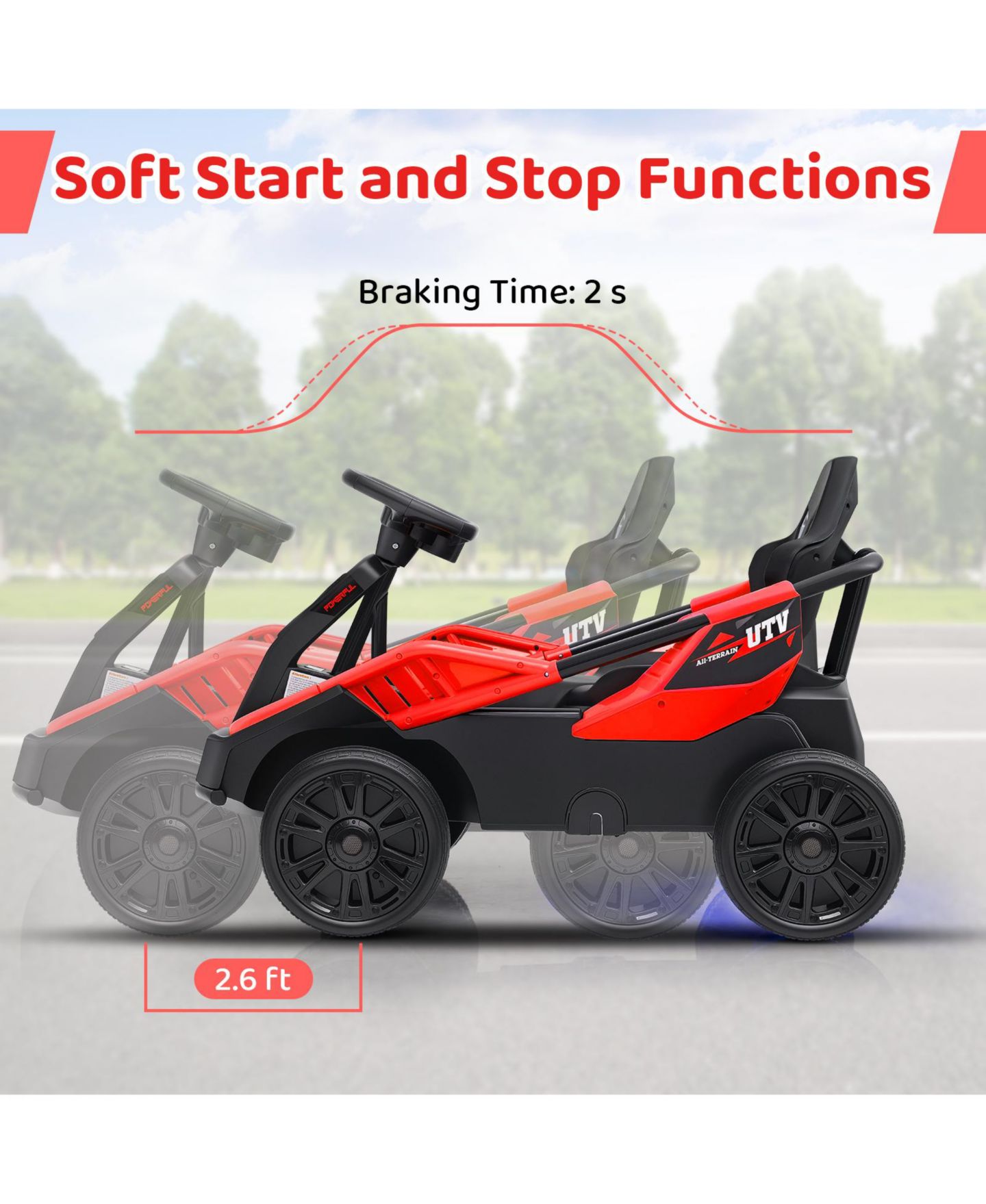Детская игрушка SUGIFT 12V UTV Car with Remote Control and Spring Suspension Ride-On, 110 lbs Capacity, Ages 3+, цвет: Красный — фото 10