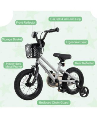 12" Kid s Bike with Training Wheels Adjustable Handlebar & Seat Handbrake