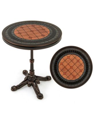 32" Patio Dining Table with 1.6" Umbrella Hole & Lid DPC Tabletop for Backyard