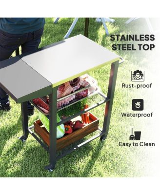 Multi-Functional Camping and Grill Cart for Outdoor Patio