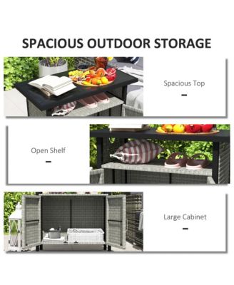 Outdoor Pool Towel Storage Cabinet Organizer with Shelf Mixed-