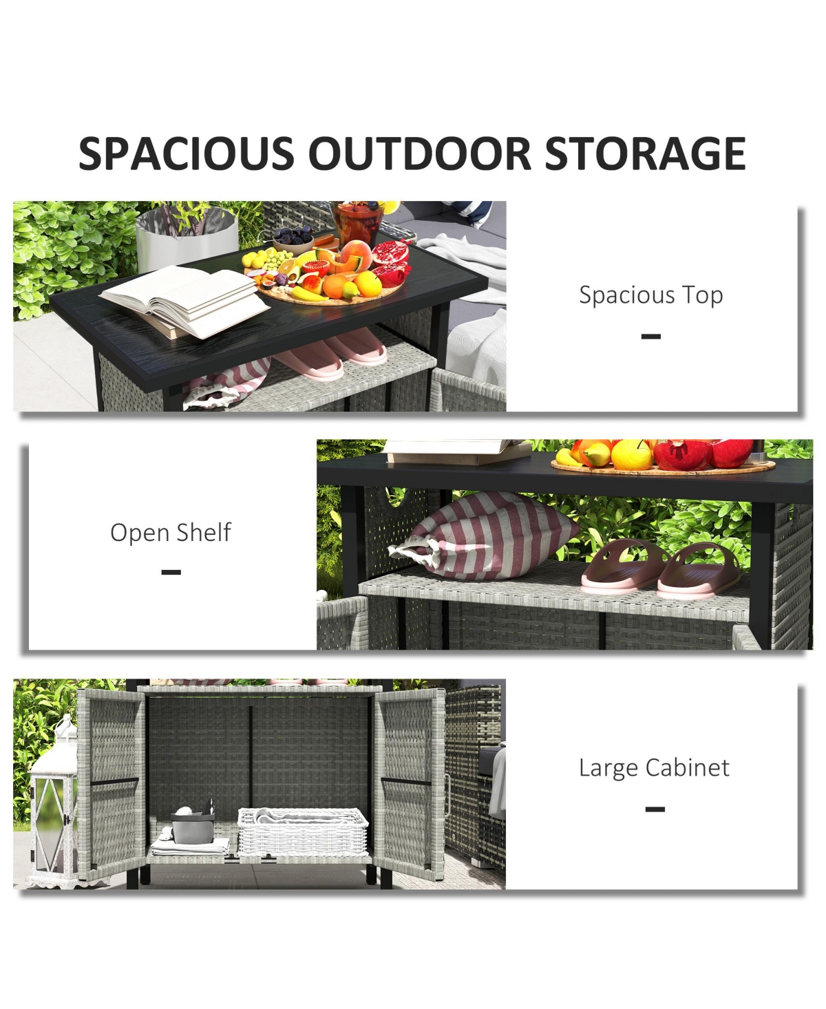 Outsunny Outdoor Pool Towel Storage Cabinet Organizer with Shelf Mixed