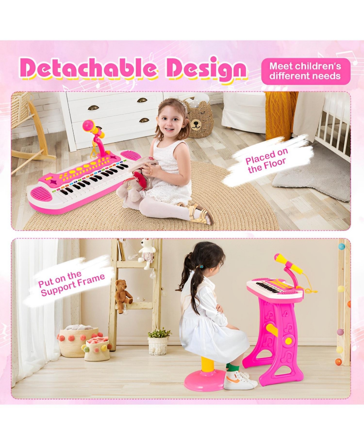 Sugift 31-Key Kids Piano Keyboard Toy with Microphone and Multiple Sounds for Age 3+