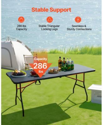 Lightweight 6 Ft Portable Folding Table with Handle for Easy Transport
