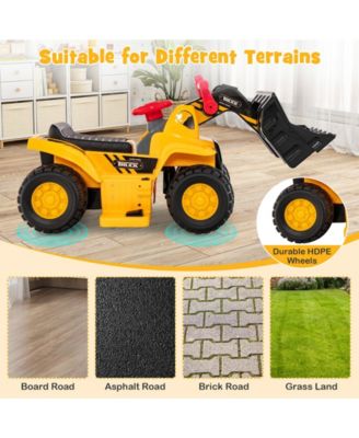 6V Kids Ride On Bulldozer with Folding Basketball Hoop and Balls