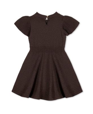 Toddler Girls Organic Flutter Sleeve Cable Sweater Dress