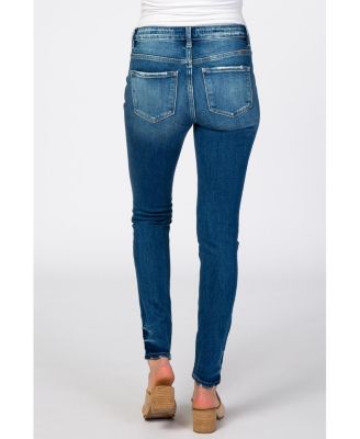 Maternity Blue Distressed Side Insert Jeans