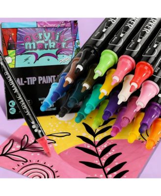 36-Color Waterproof Acrylic Paint Pens – Dual Tip Dot & Fine Markers Set for Rock, Glass, Wood, Ceramic & DIY Art Surfaces