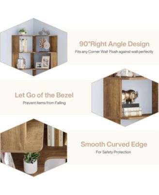 6-Tier Corner Kitchen Pantry, 64.9-Inch Tall L-Shaped Storage Cabinet with Anti-Drop Panels