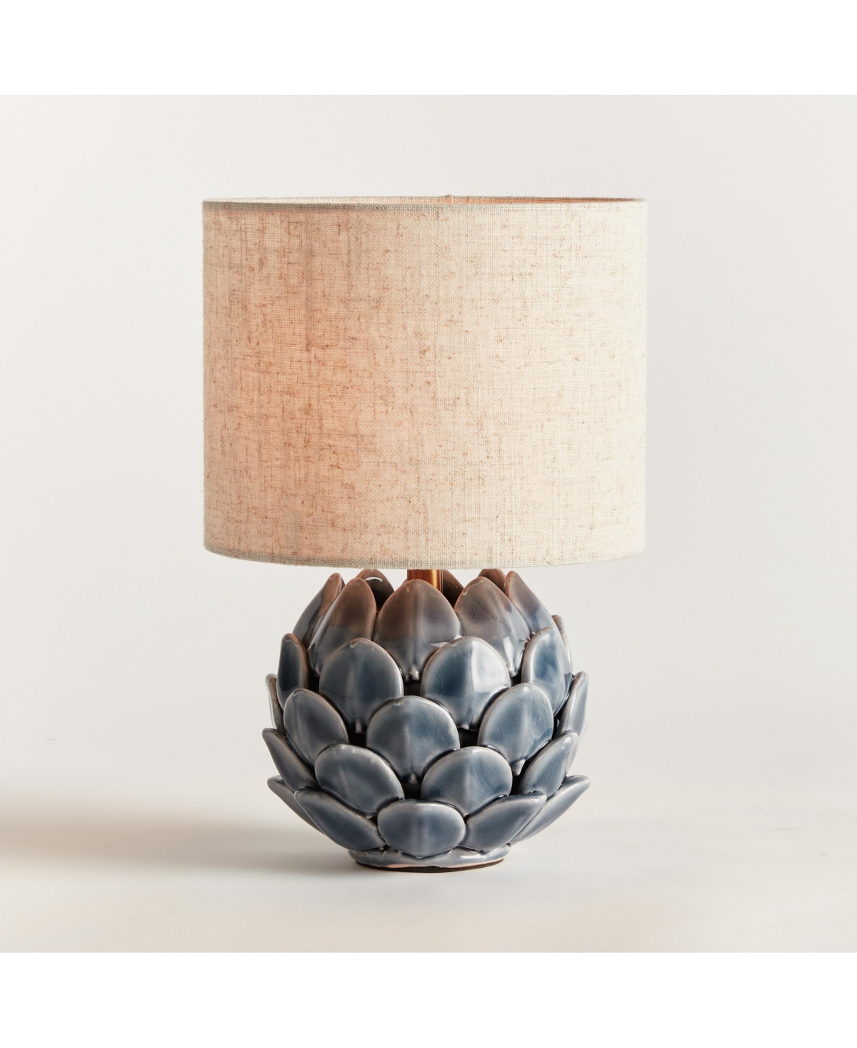 Declan Mini Lamp - Blue Ceramic & Linen Shade - Artichoke