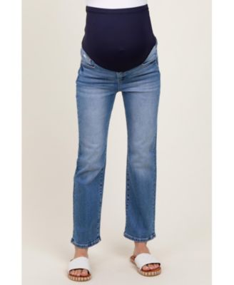 Maternity Blue Cropped Straight Leg Jeans