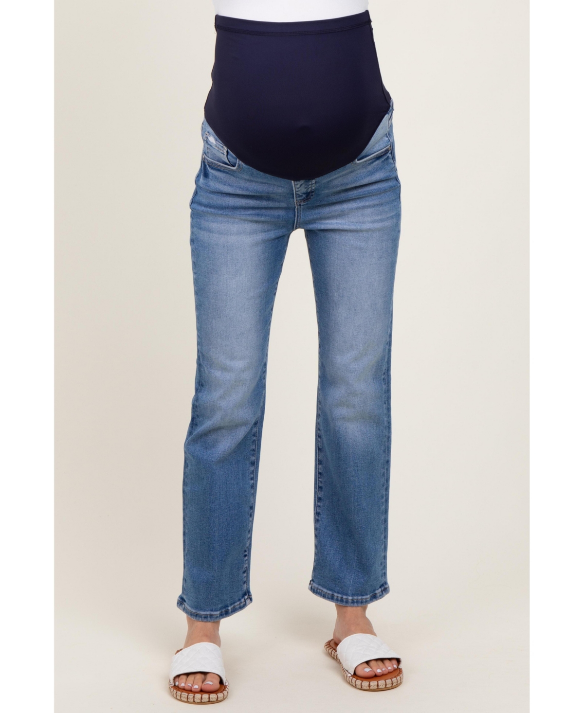 Pinkblush Maternity Blue Cropped Straight Leg Jeans