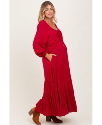 Maternity Motherhood Ruffled Fit-and-Flare Maxi Dress
