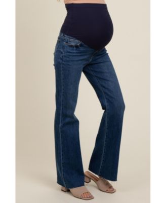 Maternity Flare Leg Raw Hem Jeans