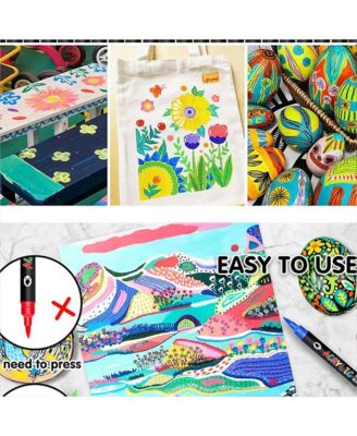 Double-Headed Two-Color Acrylic Marker Set, Soft Head Water-Based Opaque Painting Art Pen for Doodling, Drawing