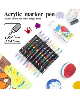 Double-Headed Two-Color Straight Liquid Acrylic Marker Pen, Art Painting Pen, Painting Graffiti Pen for Rock Painting, Canvas and Glass