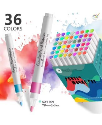 36 Colors Permanent Paint Pens, Acrylic Markers for Rock Painting, Stone, Wood, Calligraphy, Canvas, Ceramic, DIY Crafts
