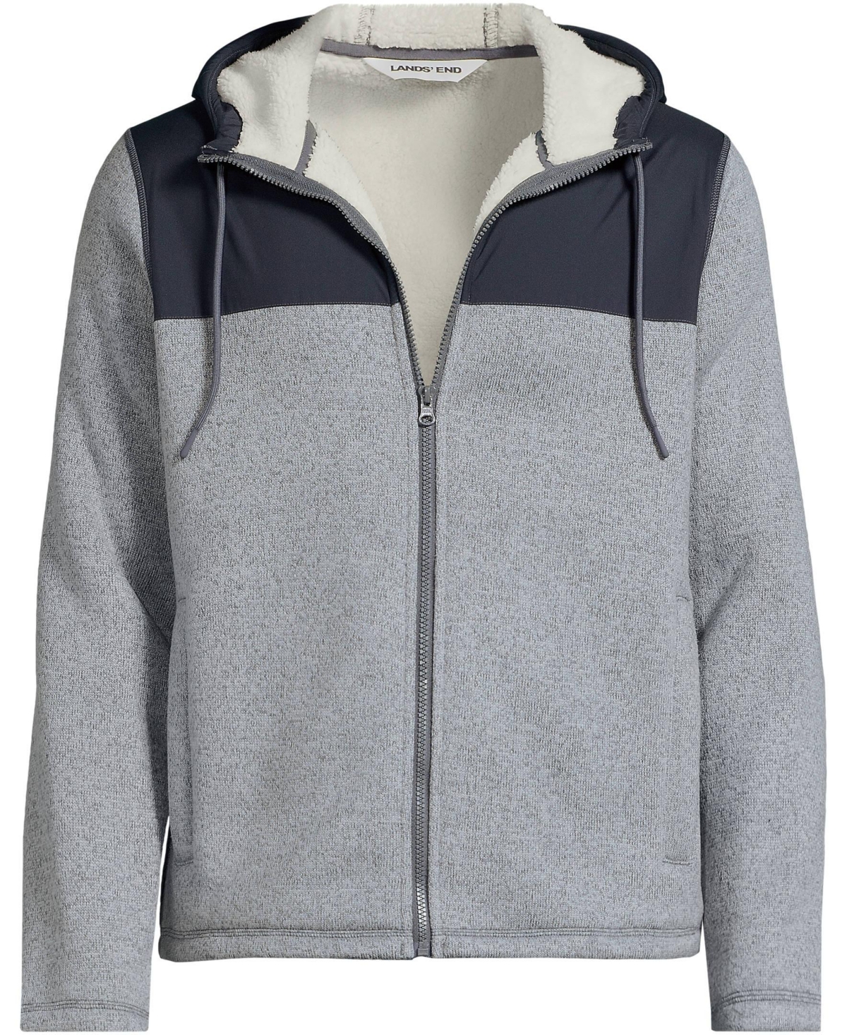 Lands' End Big & Tall Sweater Fleece Mixed Media Full Zip Jacket