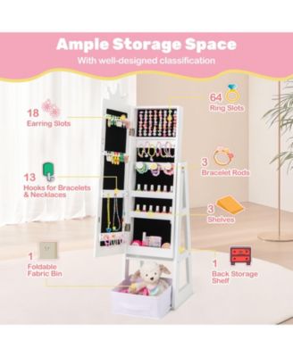Free-Standing Full Length Kids Jewelry Armoire Cabinet