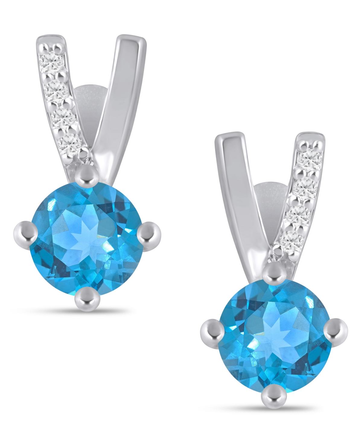 Macy's Gemstone and Diamond Earrings (1/20 ct. t.w.) 10k White Gold (also Yellow Gold)