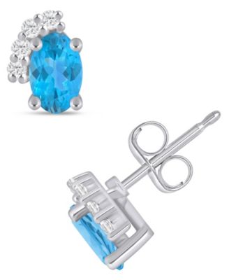 Gemstone and Diamond Earrings (1/10 ct. t.w.) in 10k White Gold (also in 10k Yellow Gold)