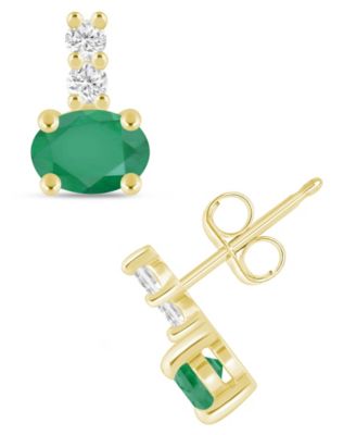 Gemstone and Diamond (1/8 ct. t.w.) Earrings in 10k White Gold 